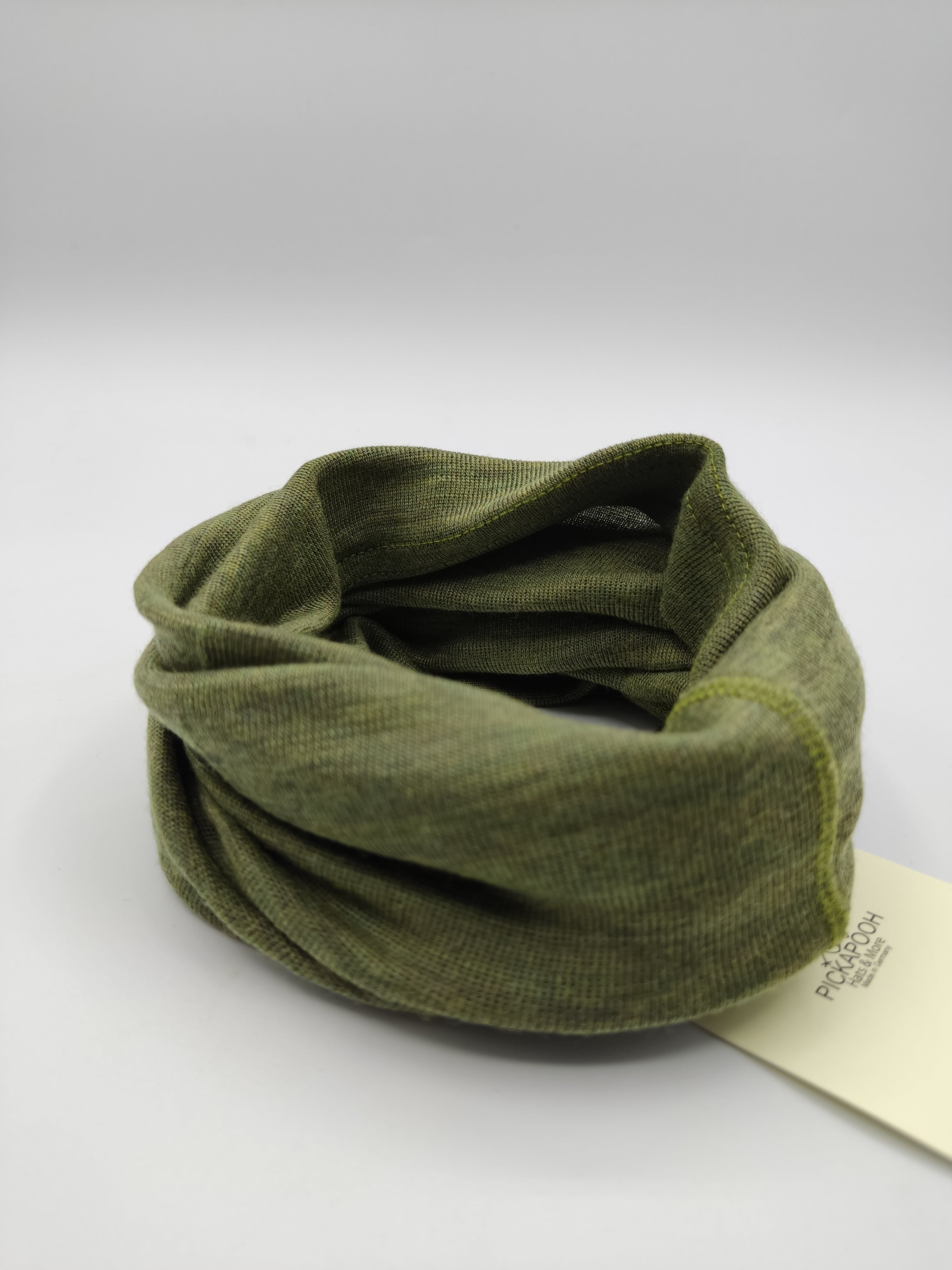 Scaldacollo in lana e seta per bambino e adulto // tinta unita Oliva